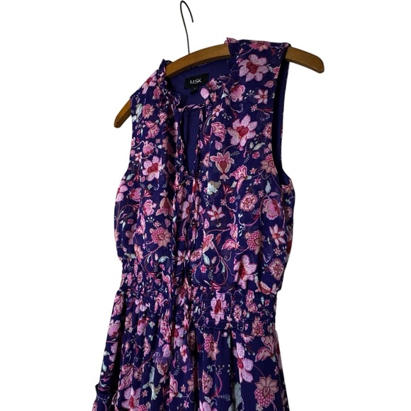 MSK Floral Sleeveless Maxi Dress - Purple and Pink with Elastic Waist and Lining - Picture 2 of 11